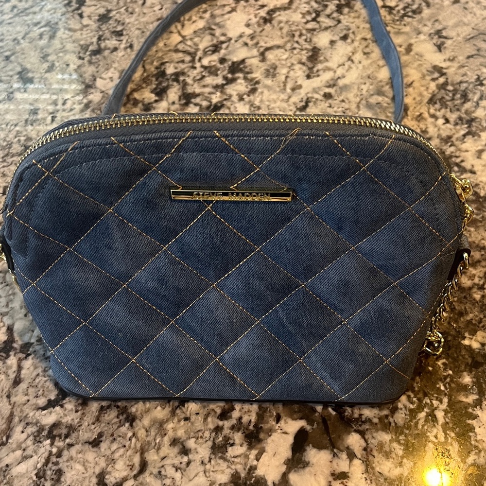 Steve Madden Denim Quilted Crossbody Bag
